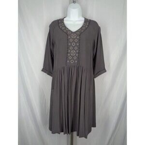 Garnet Hill Gray Embroidered Dress Size 2